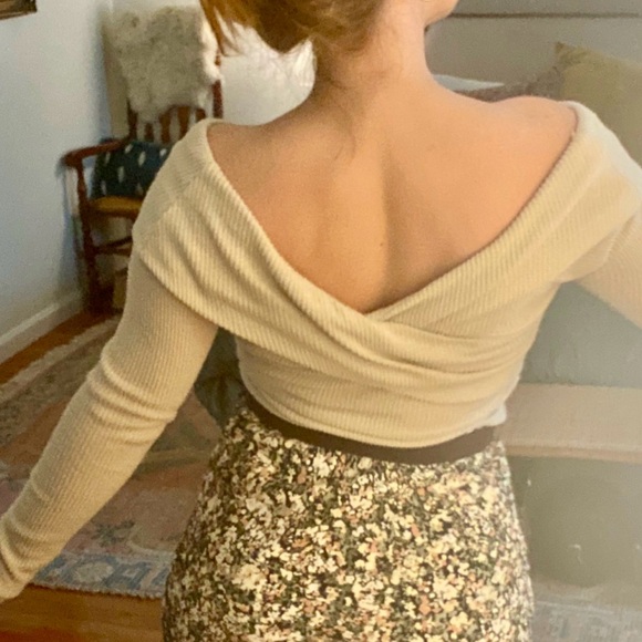 FREE PEOPLE Cream Off-Shoulder Sweater - Picture 2 of 6
